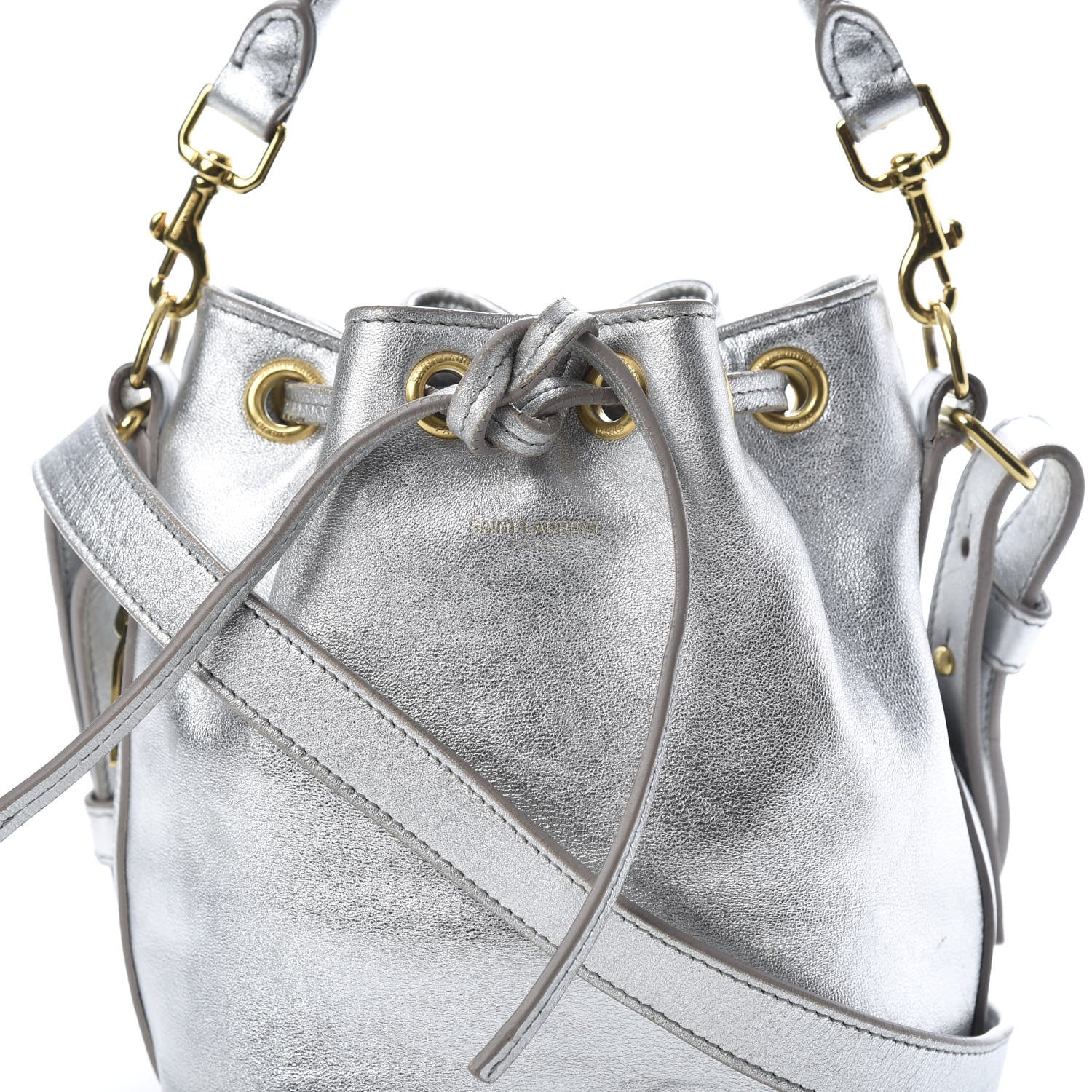Saint Laurent Metallic Calfskin Small Emmanuelle Bucket Bag Silver 8 of 19