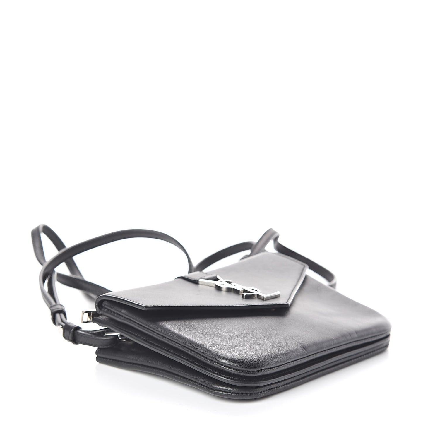 Calfskin Monogram Tri Pocket Crossbody Bag Black
