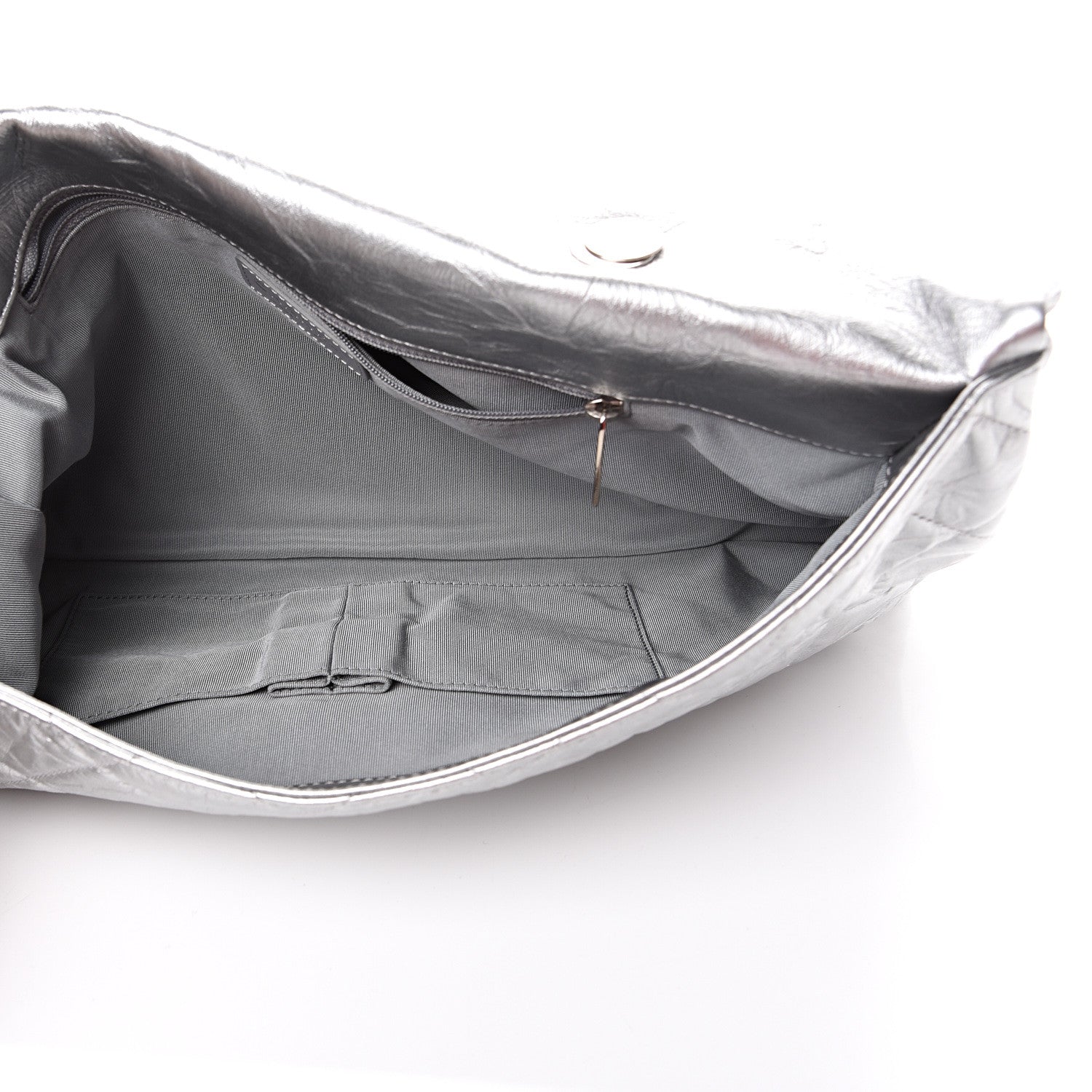 Chanel Metallic Crumpled Calfskin Big Bang Large Flap Bag Silver 4 of 10