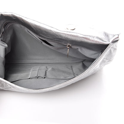 Chanel Metallic Crumpled Calfskin Big Bang Large Flap Bag Silver 4 of 10