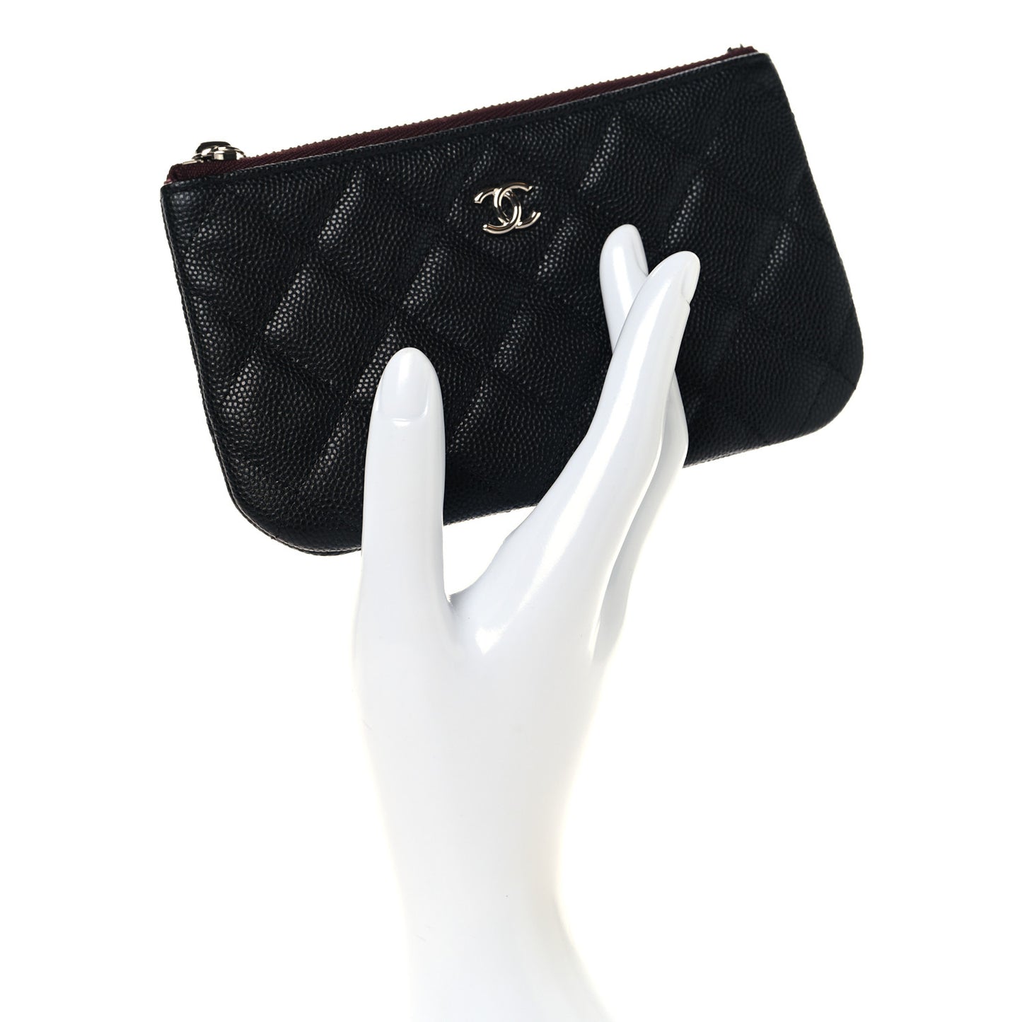 Caviar Quilted Small Cosmetic Case Black