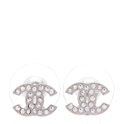 Chanel Crystal Timeless CC Earrings Silver 1 of 4