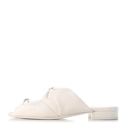 Chanel Lambskin Pearl Bow CC Flat Sandals 38 White 1 of 10