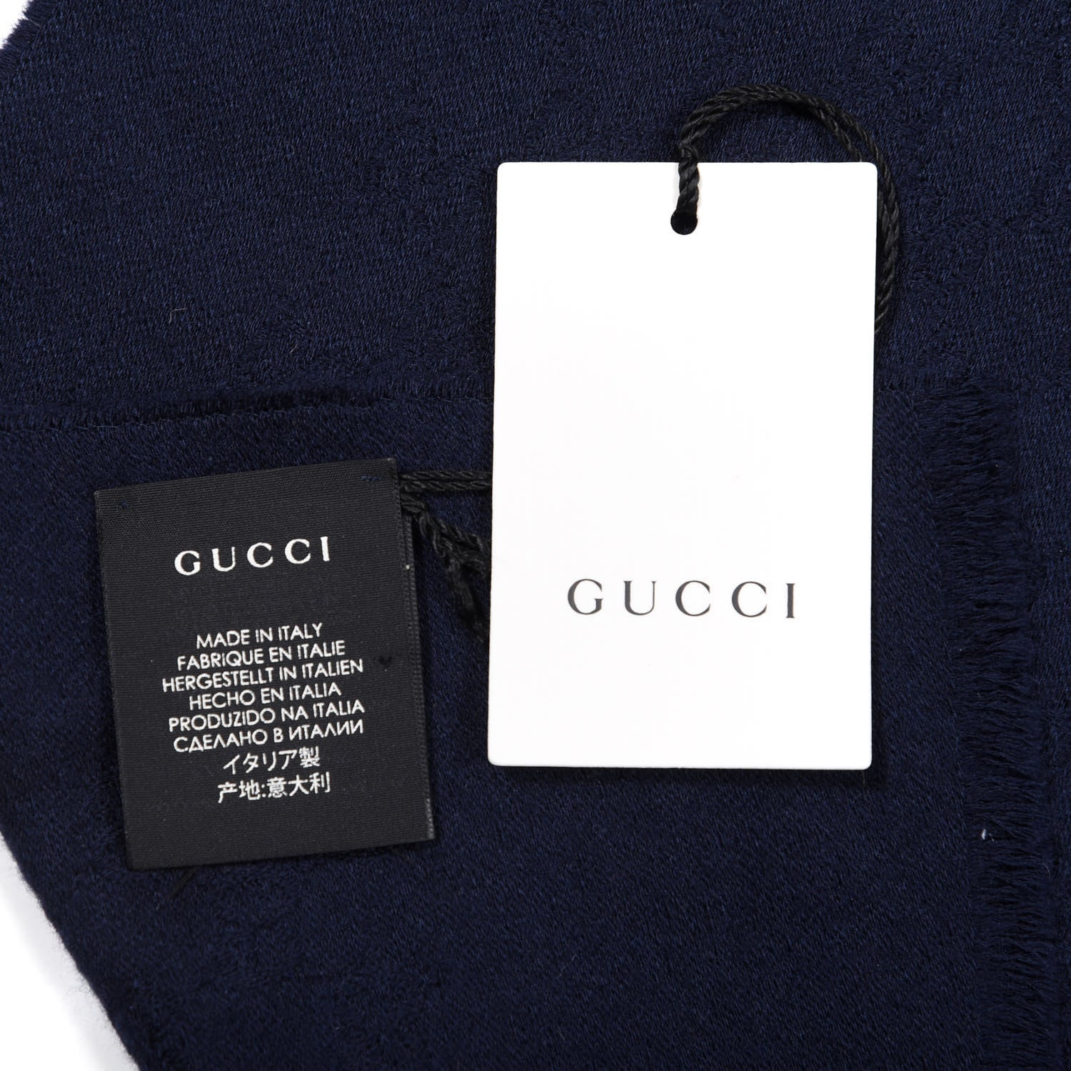Gucci Cashmere GG Monogram Gem Lux Scarf Midnight Blue 4 of 4