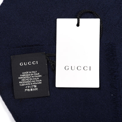 Gucci Cashmere GG Monogram Gem Lux Scarf Midnight Blue 4 of 4