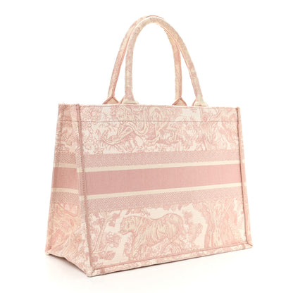 Christian Dior Canvas Toile De Jouy Embroidered Medium Book Tote Pink 2 of 10