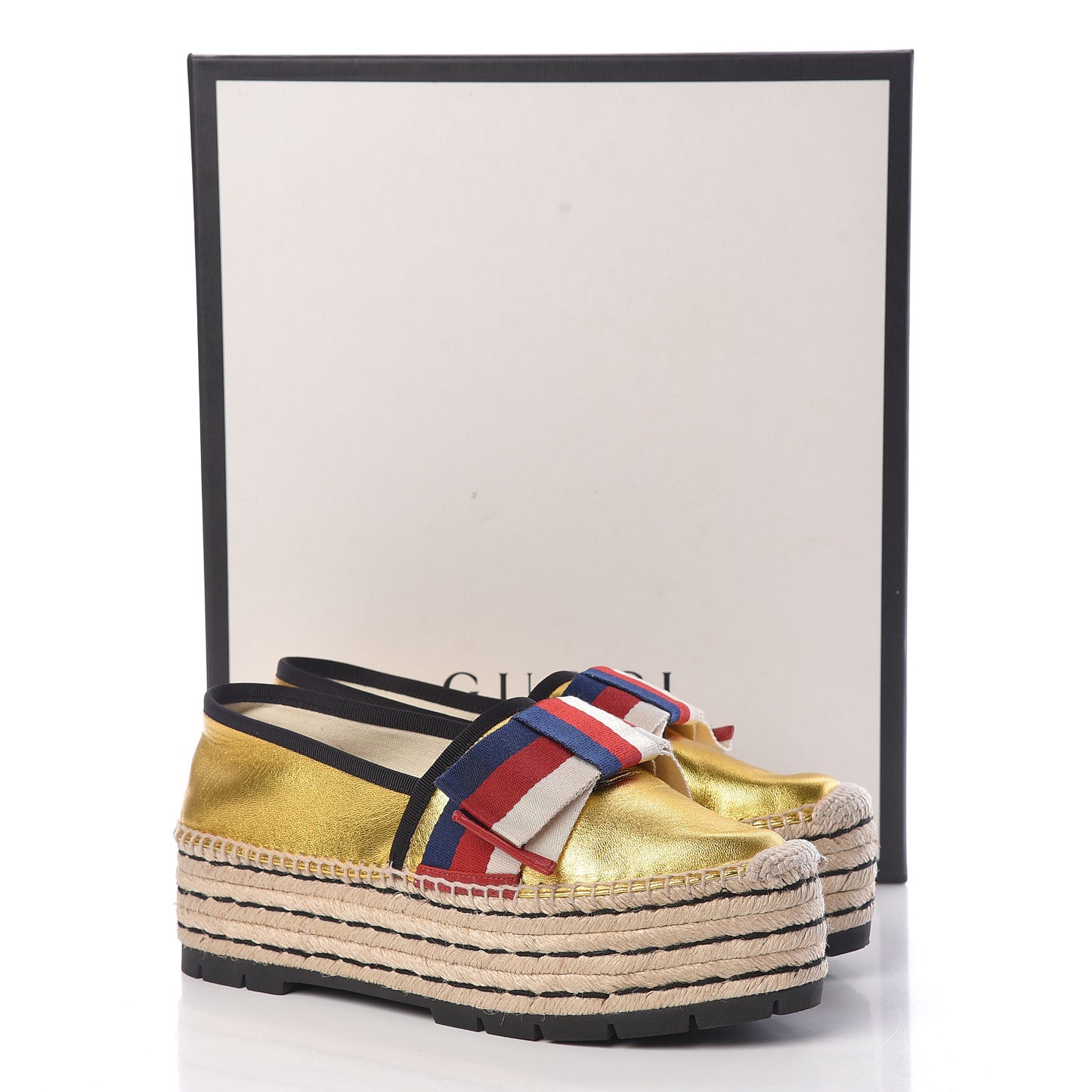 Metallic Calfskin Sylvie Platform Espadrilles 39.5 Gold