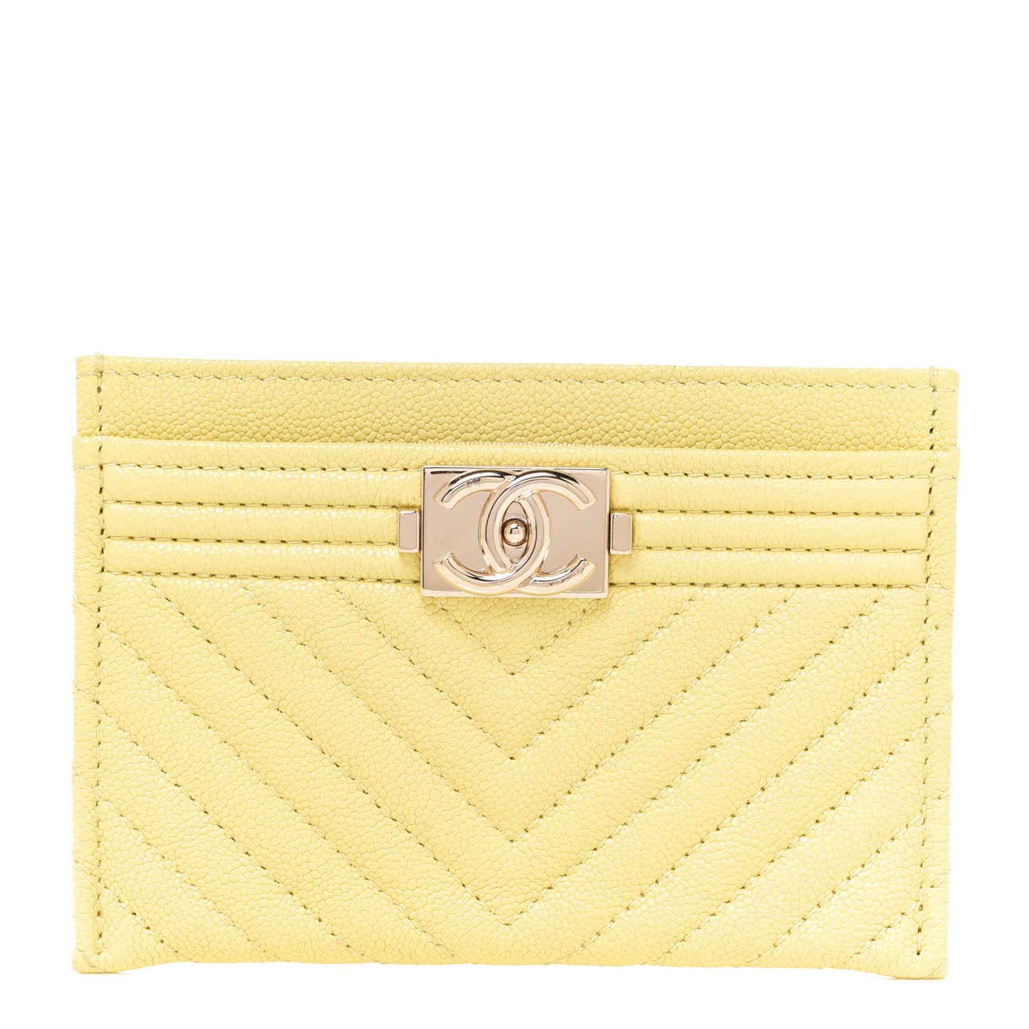 Caviar Chevron Quilted Boy Card Holder Yellow