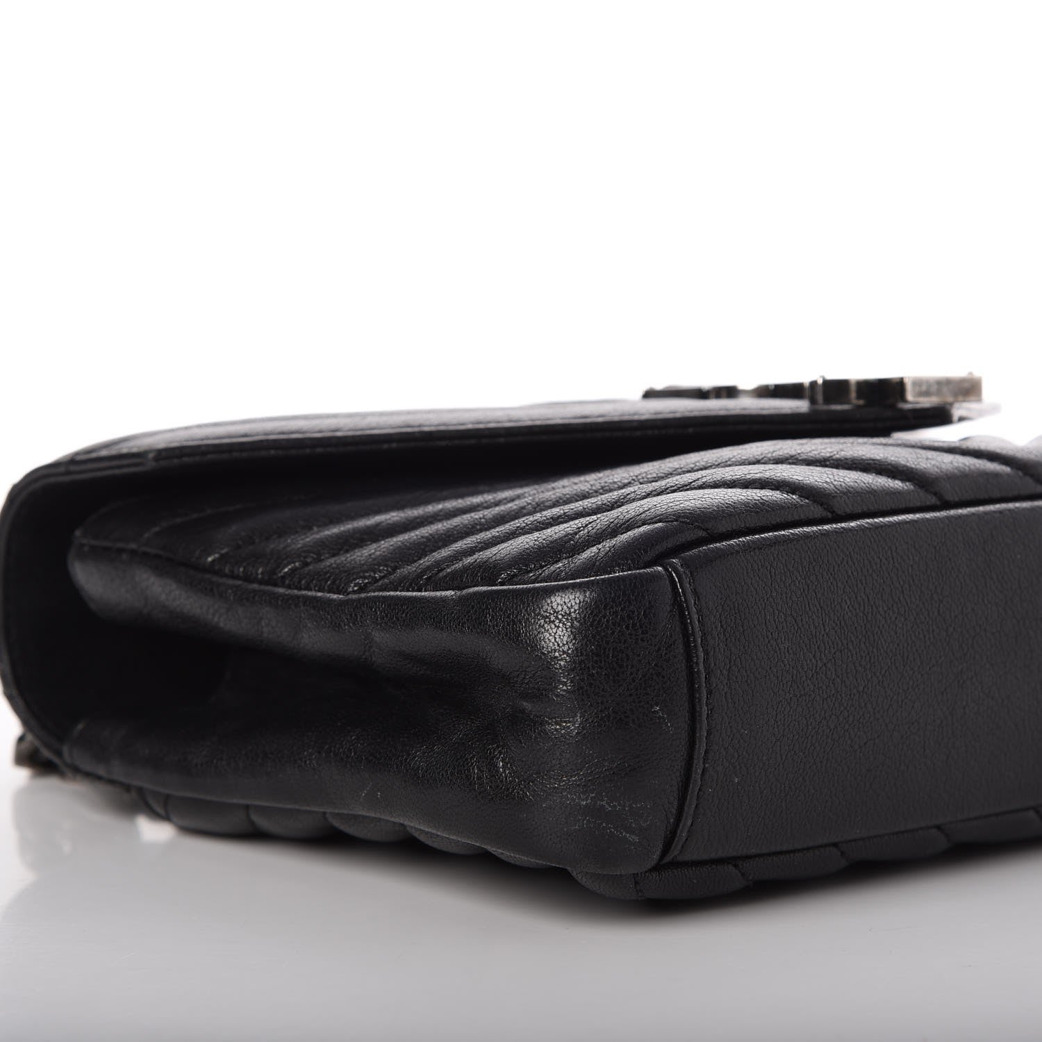 Saint Laurent Sheepskin Matelasse Chevron Monogram Medium College Bag Black 8 of 8