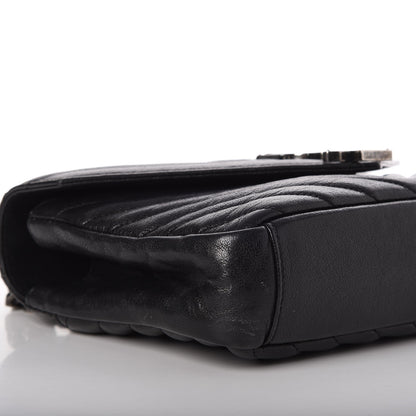 Saint Laurent Sheepskin Matelasse Chevron Monogram Medium College Bag Black 8 of 8