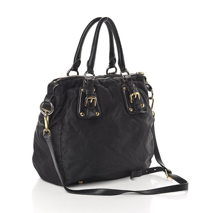 Prada Tessuto Nylon Jacquard Logo Tote Black 2 of 8