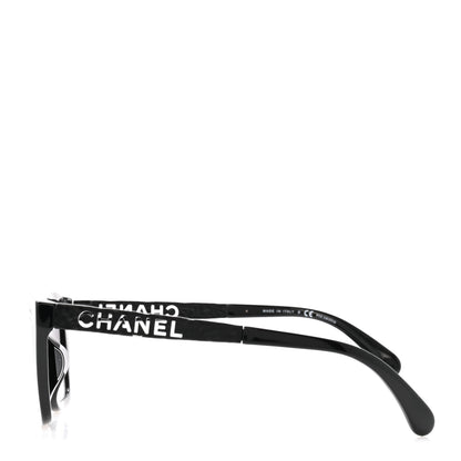 Chanel Acetate Metal Polarized Rectangle Sunglasses 5442 Black 3 of 8