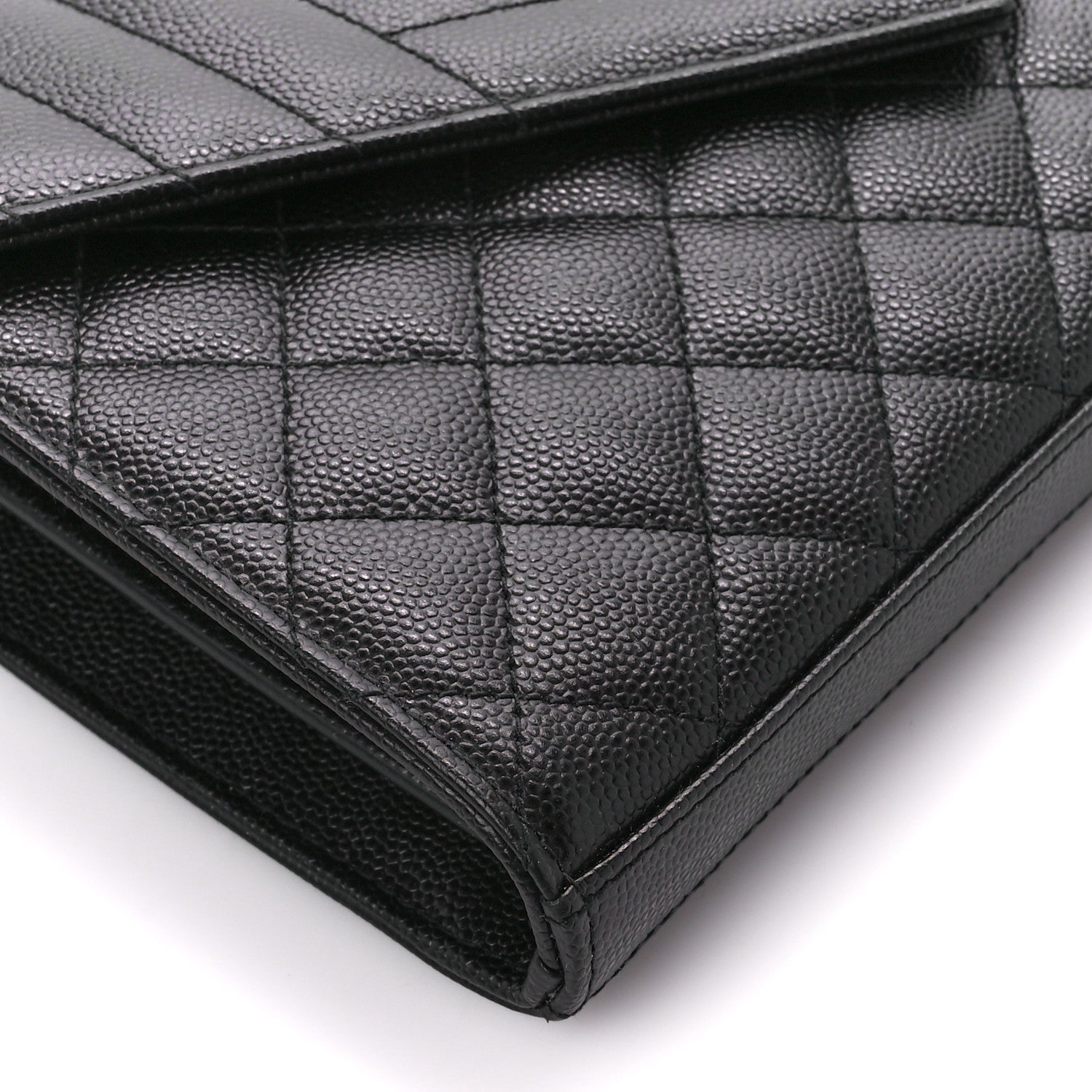 Saint Laurent SAINT LAURENT Grain De Poudre Mixed Matelasse Triquilt Monogram Chain Wallet Black 7 of 10