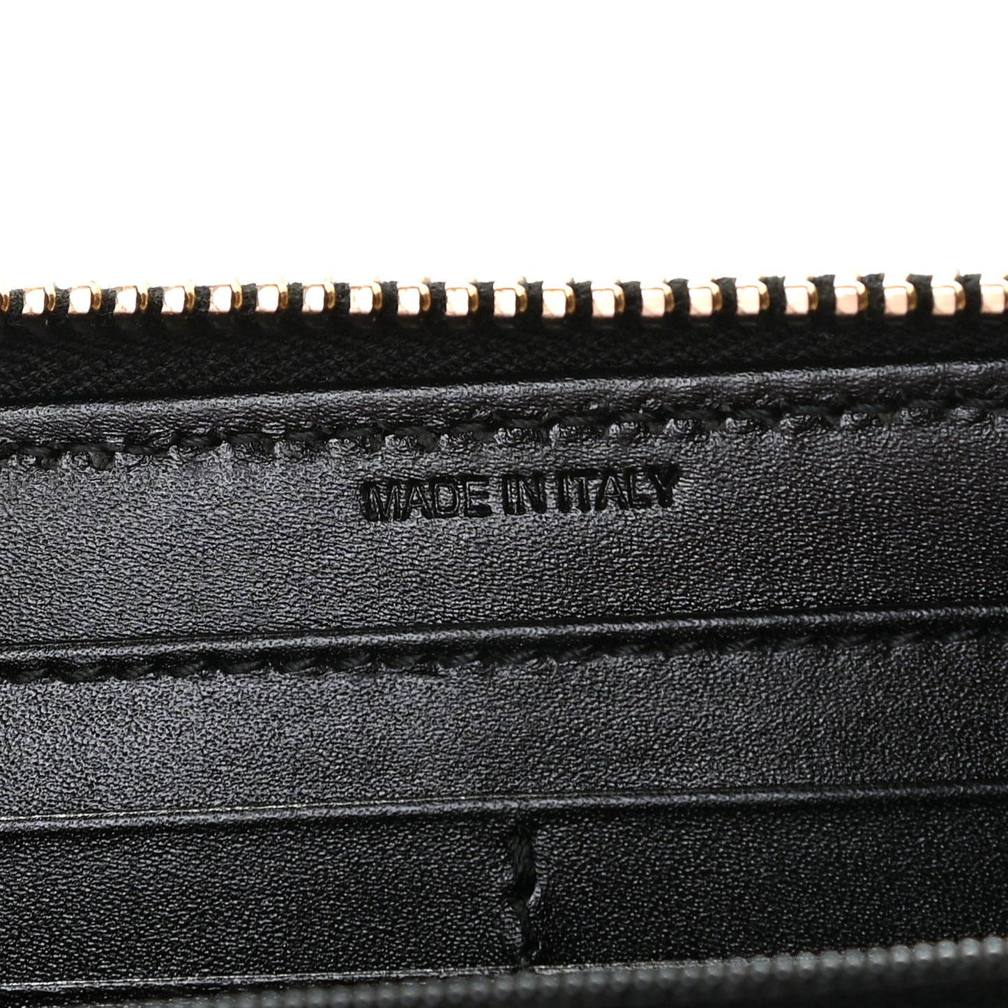 Grainy Calfskin Zip Around Wallet Black