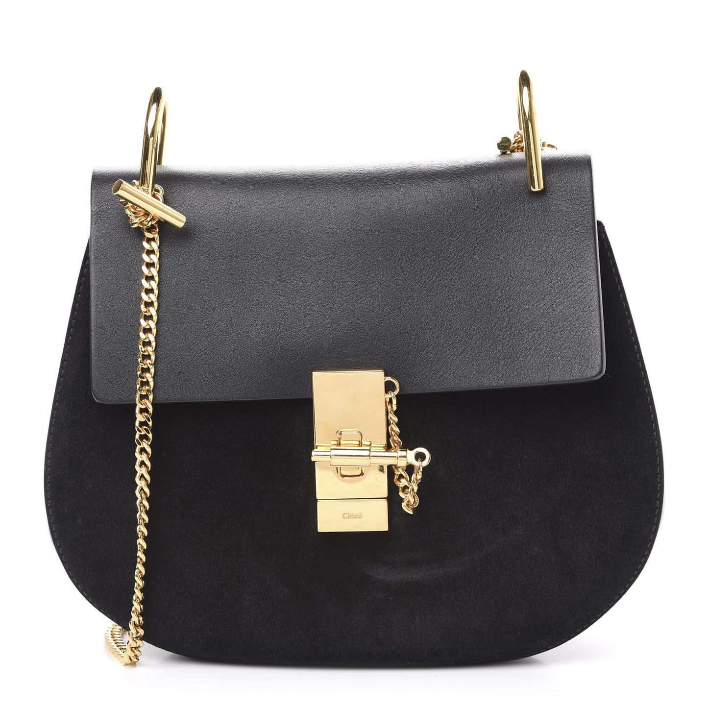 Suede Calfskin Mini Drew Shoulder Bag Black