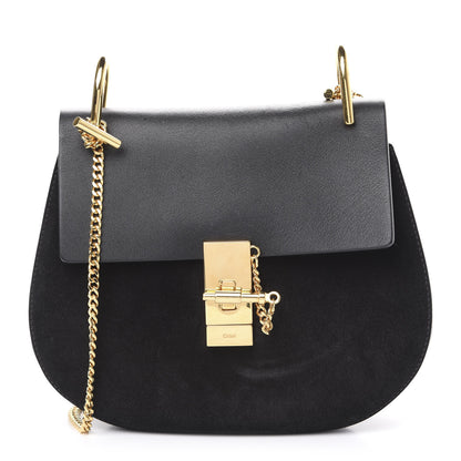 Chloe Suede Calfskin Mini Drew Shoulder Bag Black 1 of 10