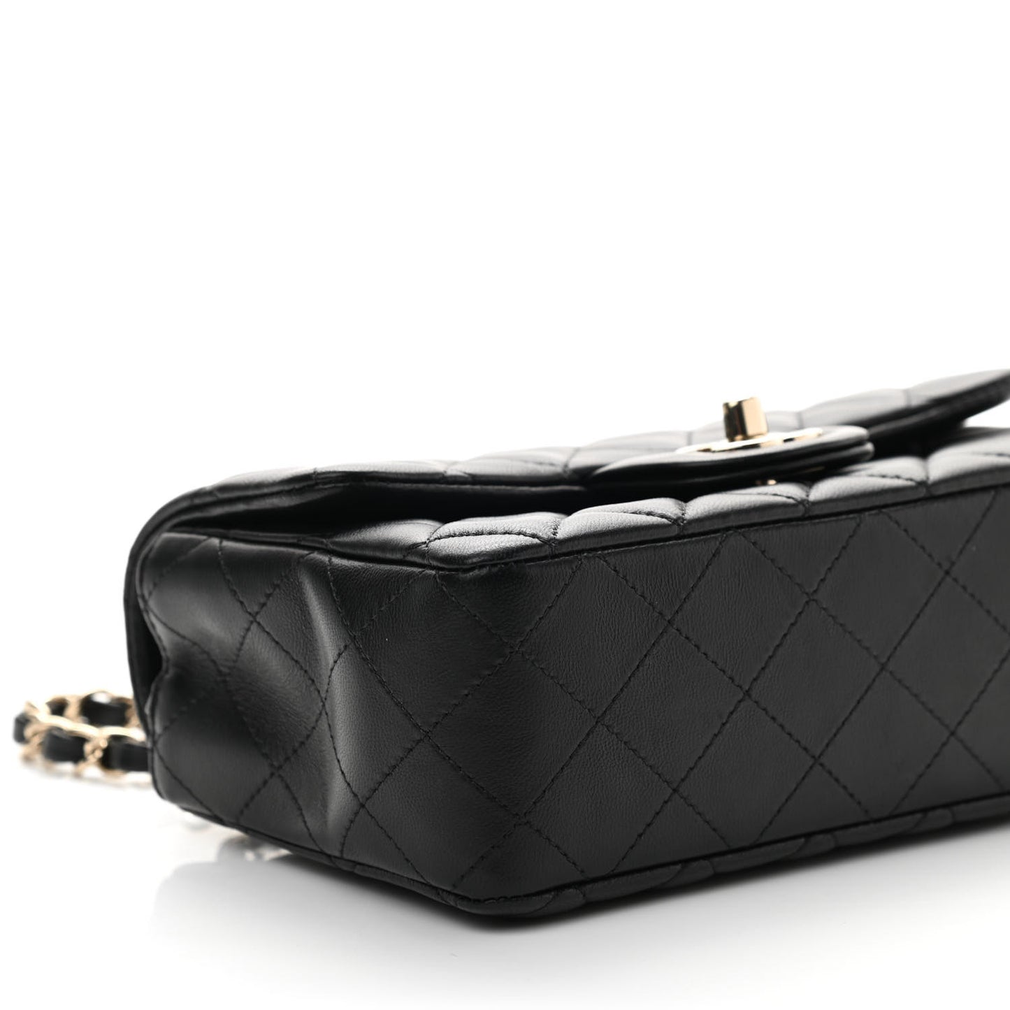 Lambskin Quilted Mini Rectangular Flap Black
