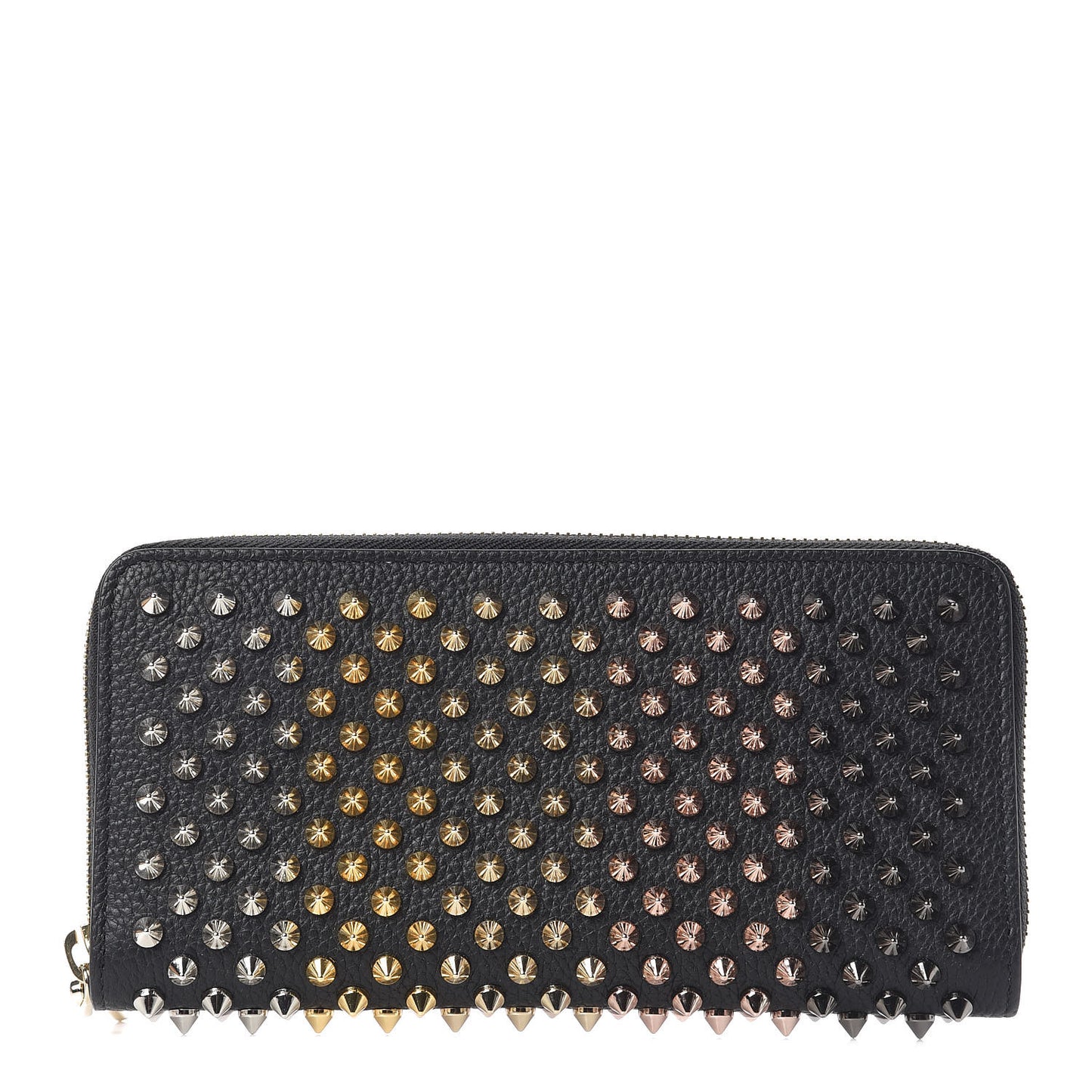 Calfskin Empire Panettone Spiked Zip Around Wallet Black