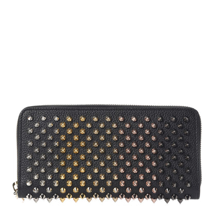 Christian Louboutin Calfskin Empire Panettone Spiked Zip Around Wallet Black 1 of 6