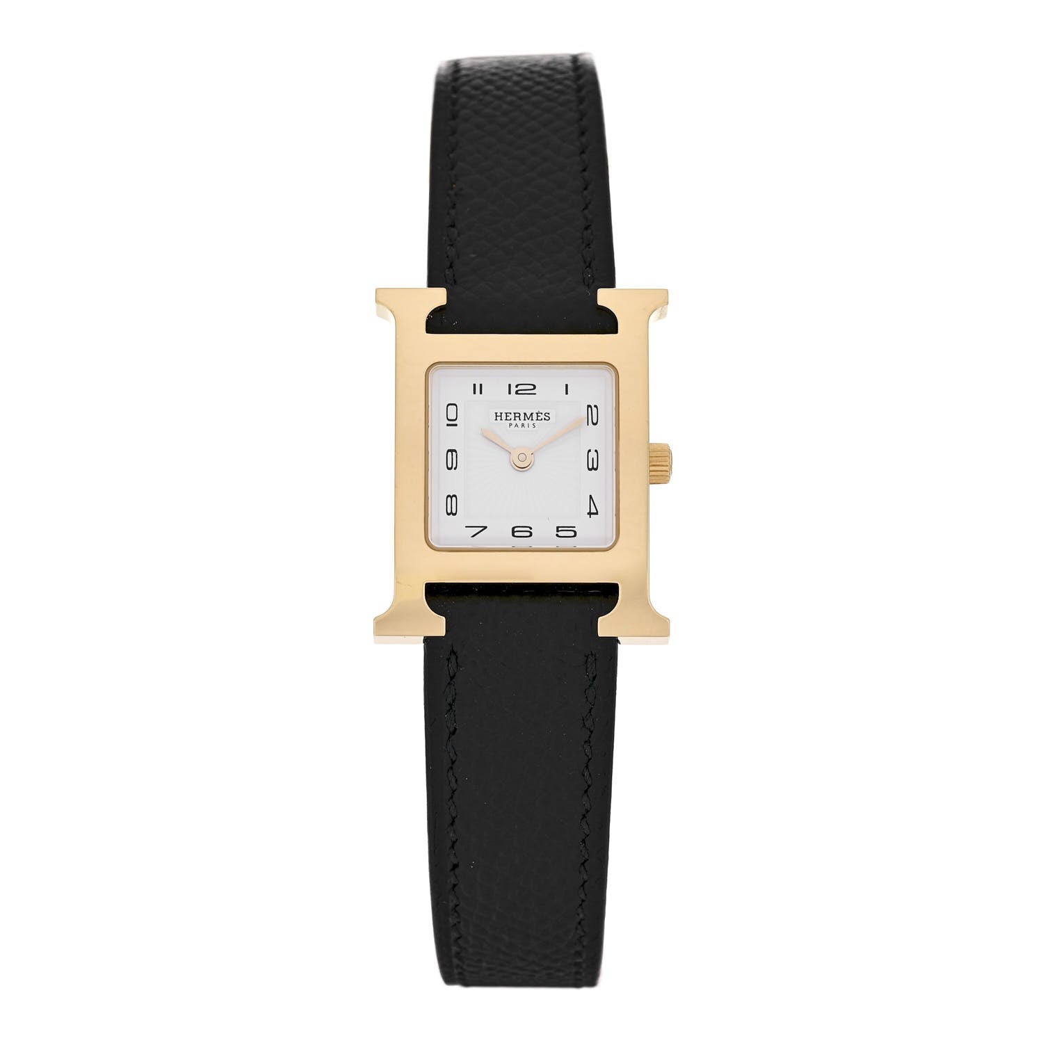 Hermes Stainless Steel Epsom 21mm Heure H Hour Quartz Watch Noir 1 of 5