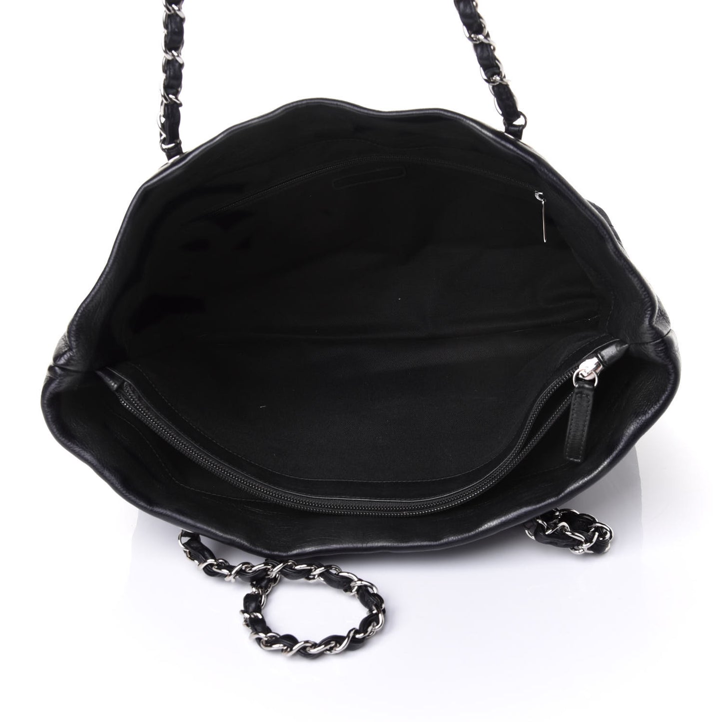 Calfskin Large Front Flap Tote Black