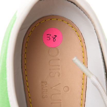 Louis Vuitton Canvas Calfskin Sneakers 38 Green 10 of 14