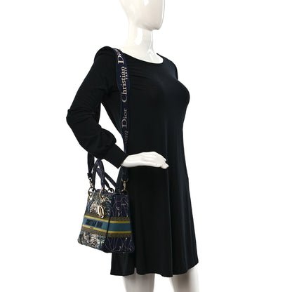Christian Dior Canvas Embroidered Zodiac Medium Lady D-Lite Blue Multicolor 2 of 10