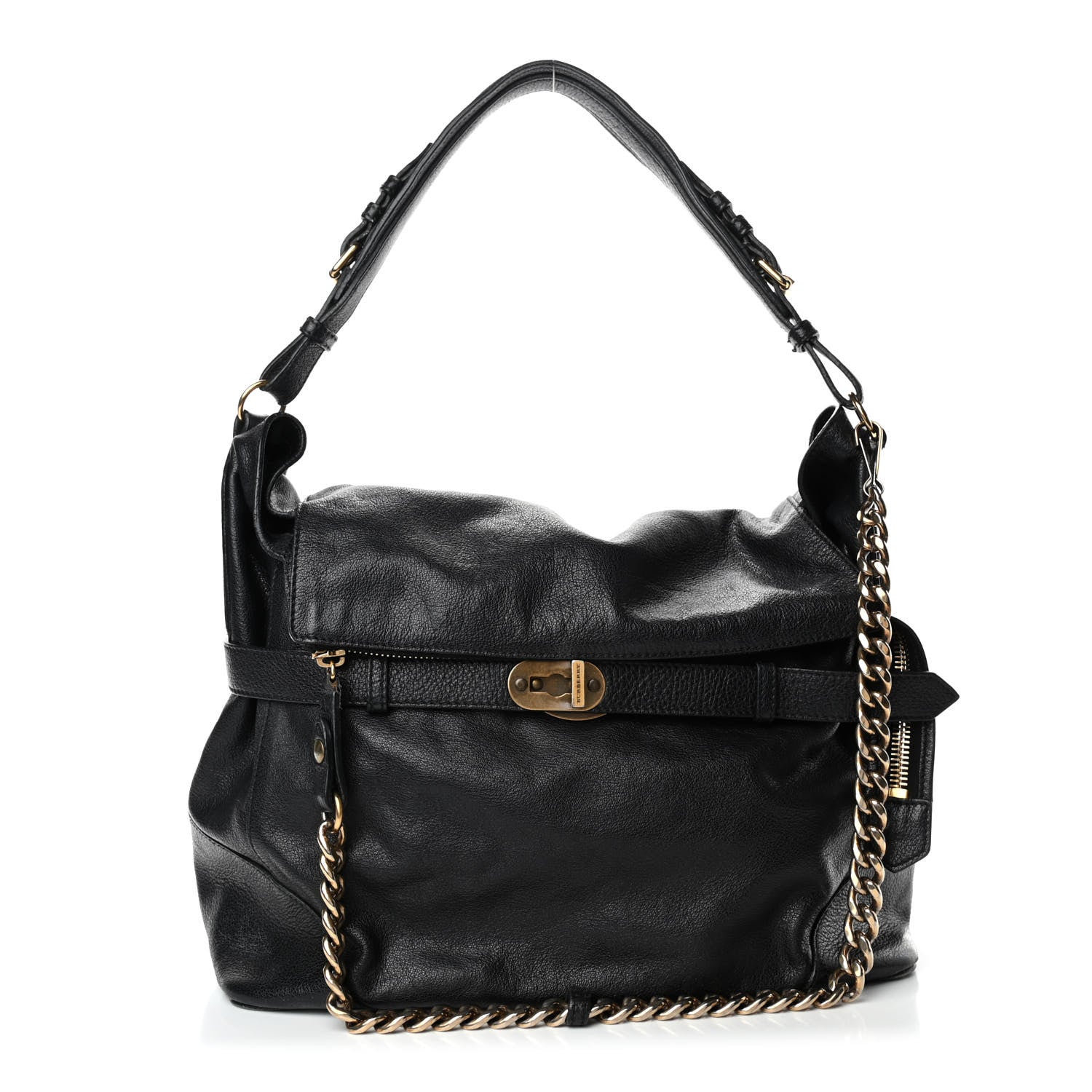 Burberry Calfskin Chain Hobo Black 1 of 8
