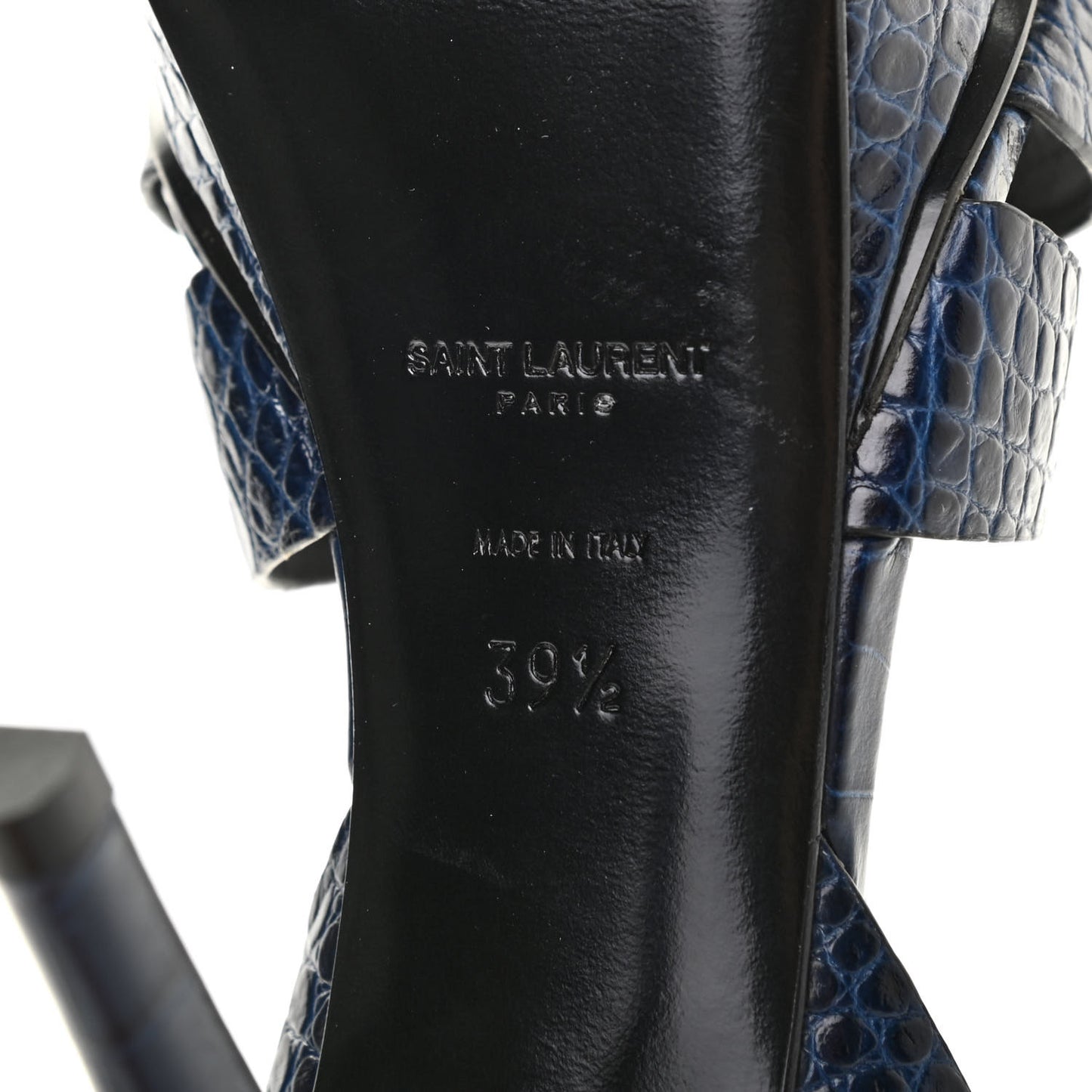 Crocodile Embossed Tribute 75 Platform Sandals 39.5 Navy