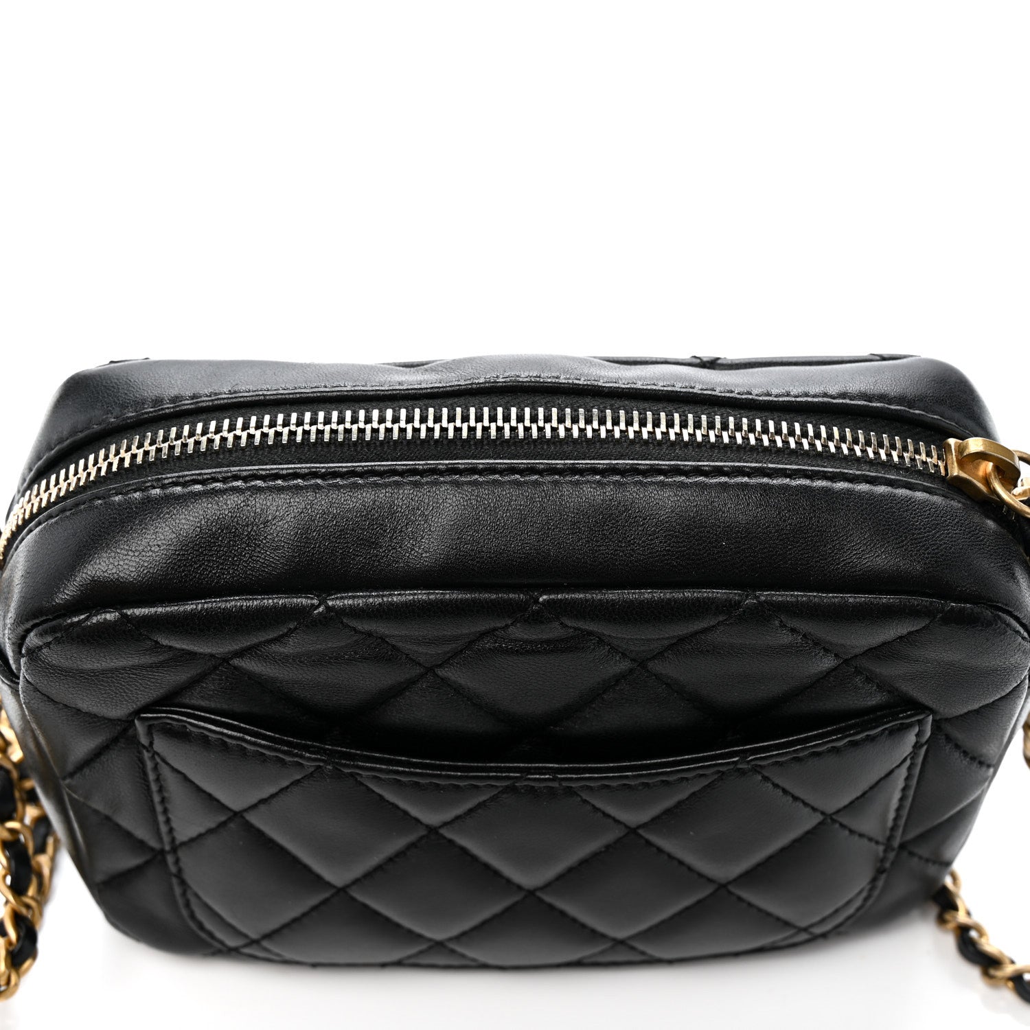 Chanel Lambskin Quilted CC Pearl Crush Camera Case Black 13 of 13