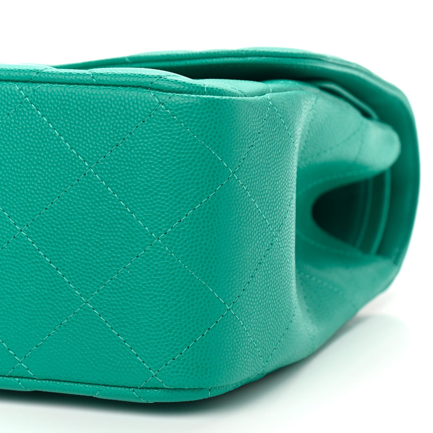 Caviar Quilted Jumbo Double Flap Turquoise