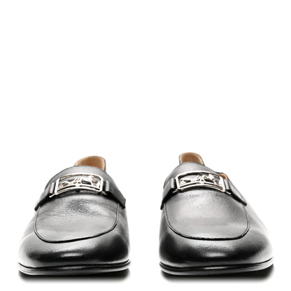 Hermes Goatskin Mens Tenor Mocassin Loafers 43 Black 2 of 11