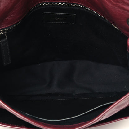Saint Laurent Crinkled Calfskin Matelasse Monogram Medium Niki Chain Satchel Burgundy 4 of 4