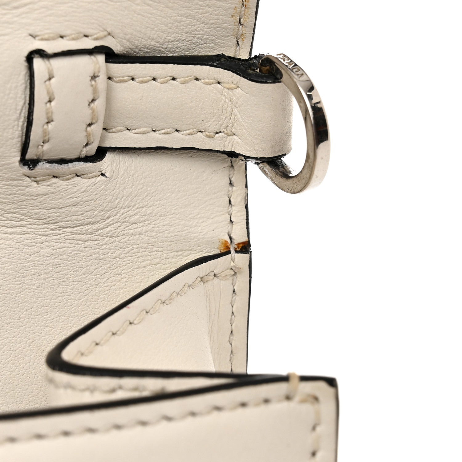 Prada City Calf Plex Ribbon Bag White Black 16 of 17