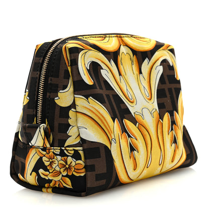 Fendi X VERSACE Nylon Fendace FF Baroque Print Small Trapezoid Beauty Pouch Gold 3 of 6