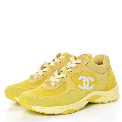 Chanel Suede Calfskin CC Sneakers 37 Yellow 3 of 12