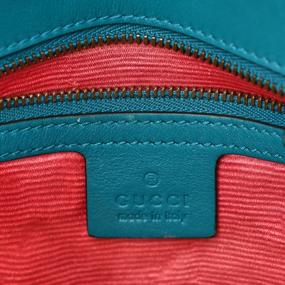 Gucci Velvet Matelasse Embroidered Small GG Marmont Shoulder Bag Pavone Cyan 6 of 12
