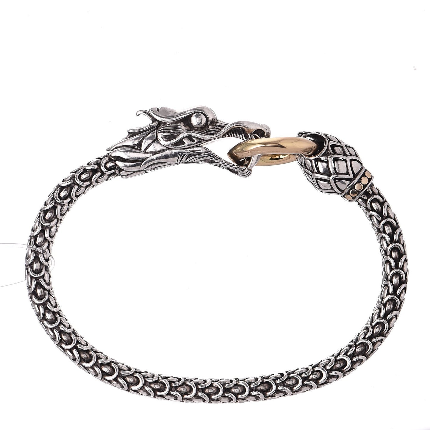 Sterling Silver 18K Yellow Gold 6mm Naga Dragon Bracelet