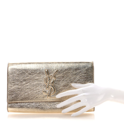 Metallic Calfskin Monogram Large Belle De Jour Clutch Gold