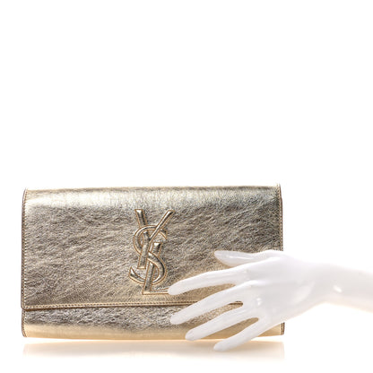 Saint Laurent Metallic Calfskin Monogram Large Belle De Jour Clutch Gold 2 of 6