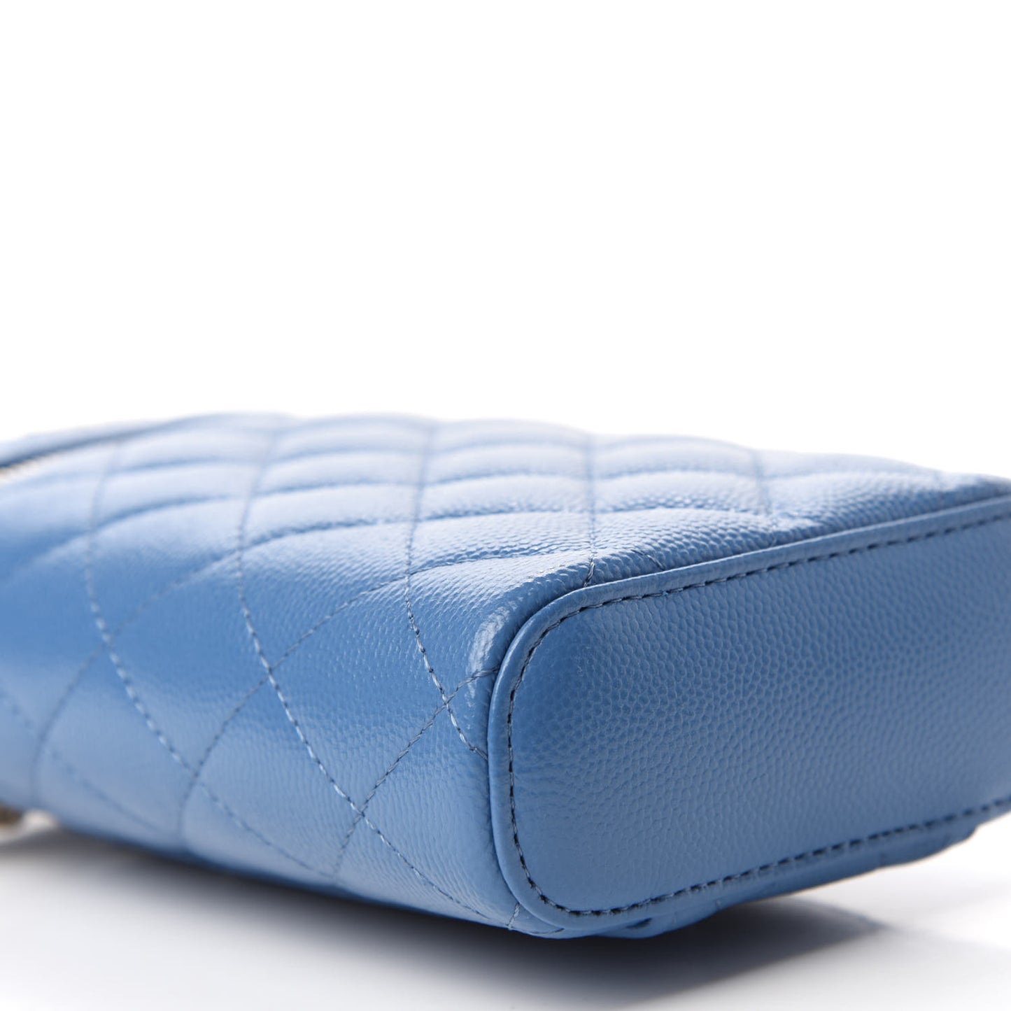 Caviar Quilted Phone Holder With Chain Blue