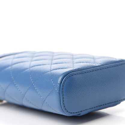 Chanel Caviar Quilted Phone Holder With Chain Blue 6 of 11