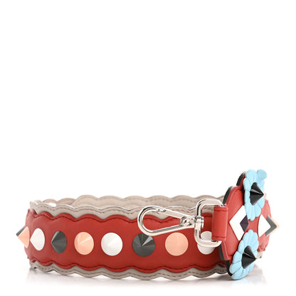 Fendi Vitello Dolce Nappa Hypnoteyes Bi-Color Scalloped Spike Studded Strap You Sienna Multicolor 1 of 8