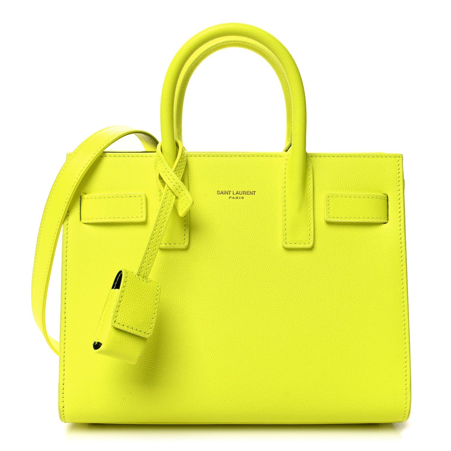 Saint Laurent Calfskin Nano Sac De Jour Neon Yellow 1 of 11
