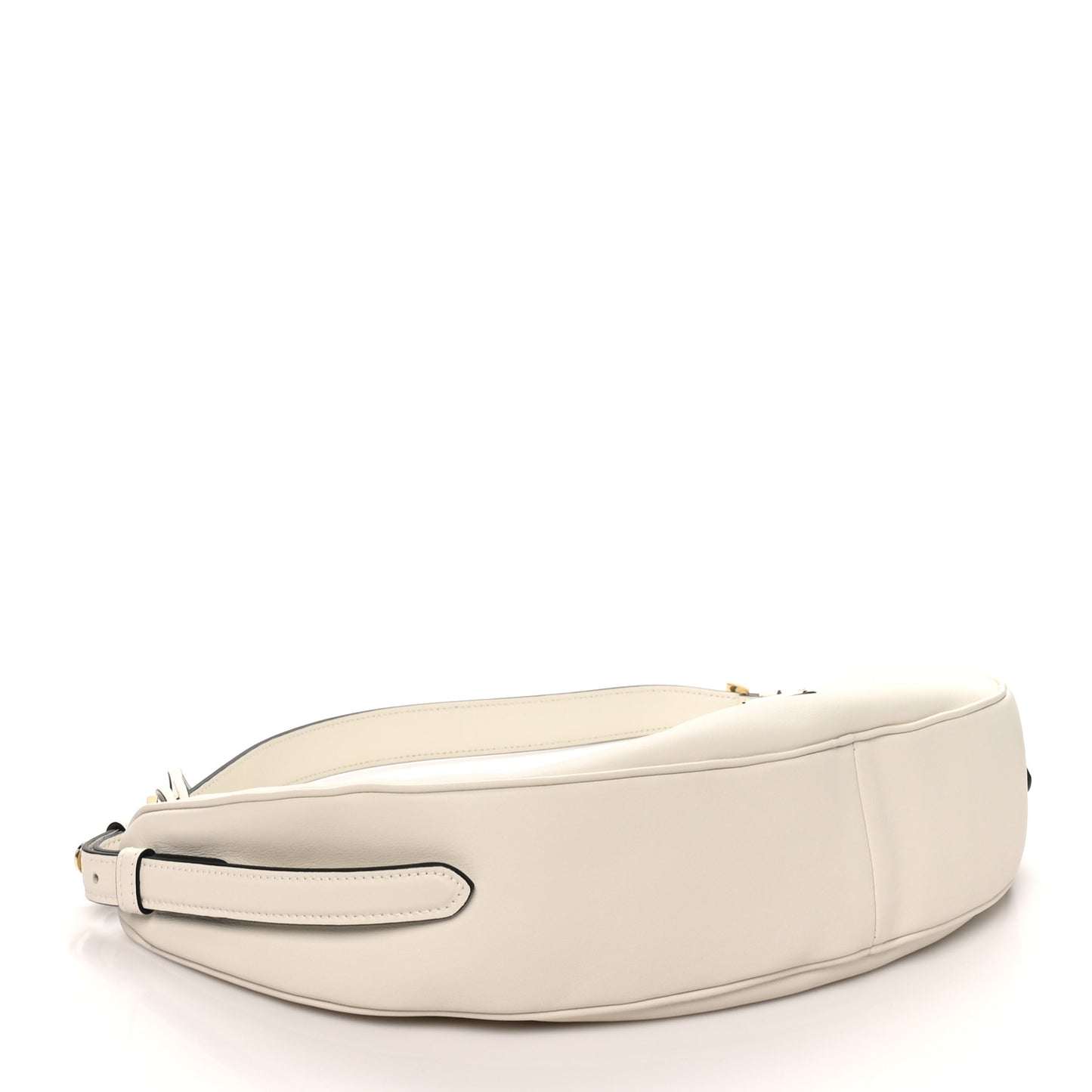 Soft Grain Calfskin Large Demi-Lune Shoulder Bag White