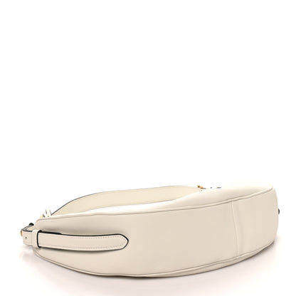 Prada Soft Grain Calfskin Large Demi-Lune Shoulder Bag White 4 of 9