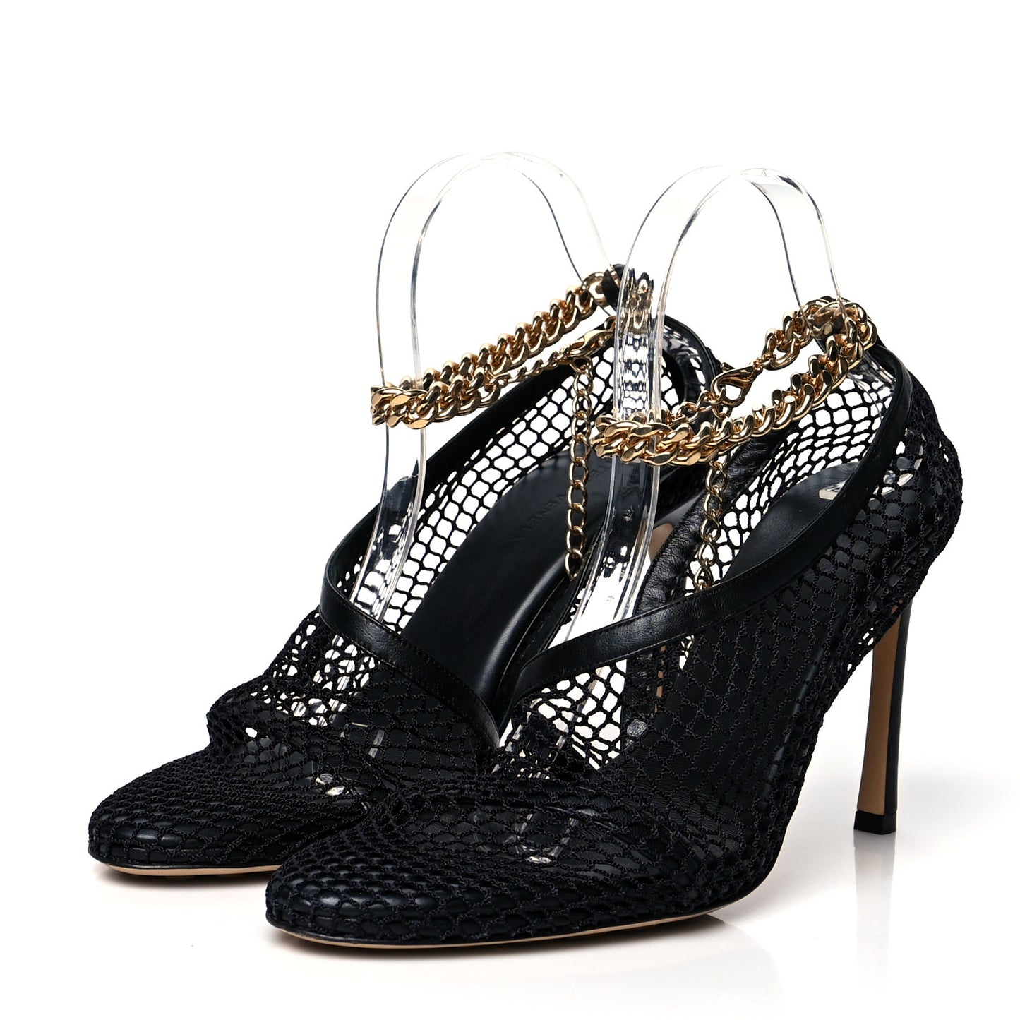 Mesh Nappa Chunky Chain Sandals 40 Black