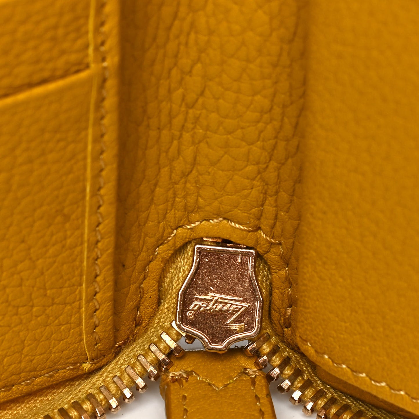 Grainy Calfskin Zip Around Wallet Yellow