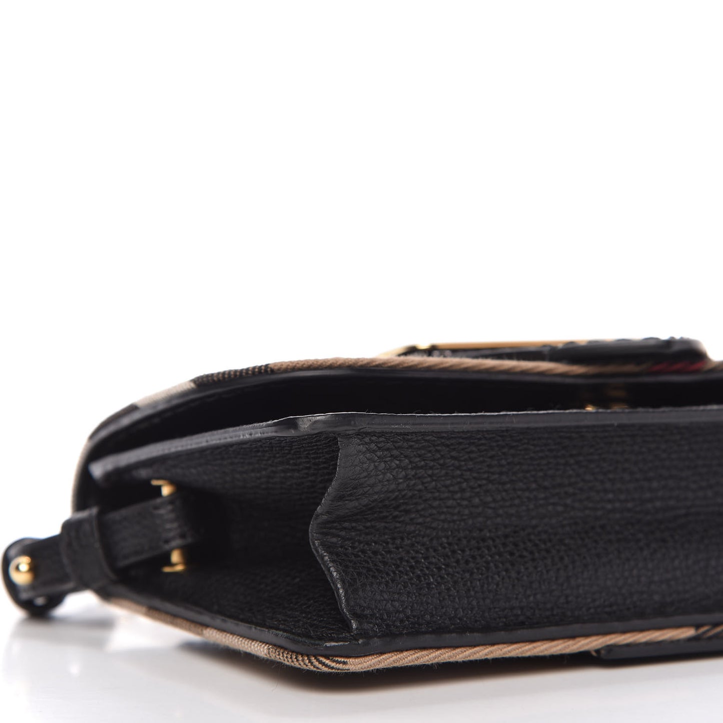 House Check Calfskin Small Madison Buckle Bag Black