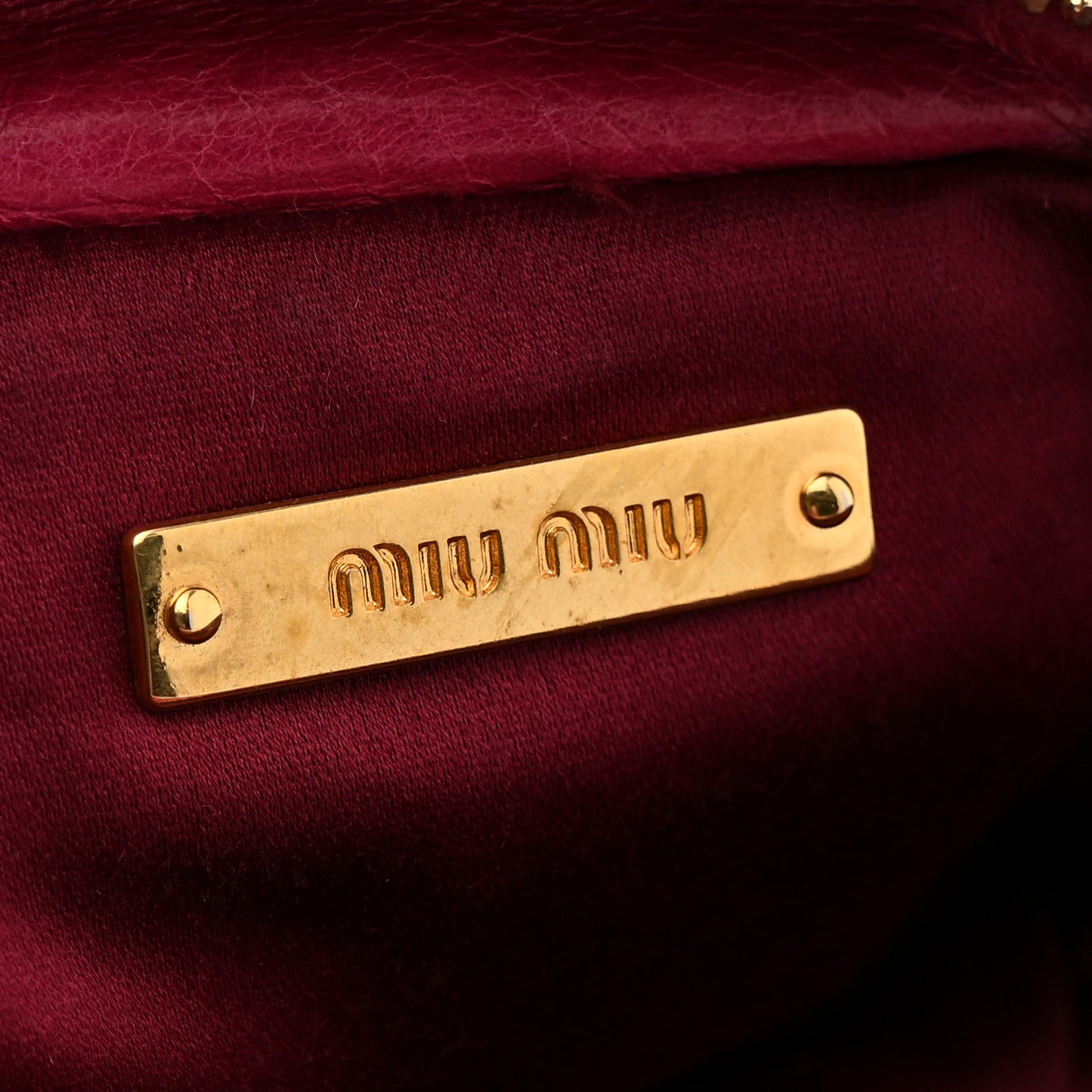 Vitello Lux Matelasse Zip Shoulder Bag Fuxia